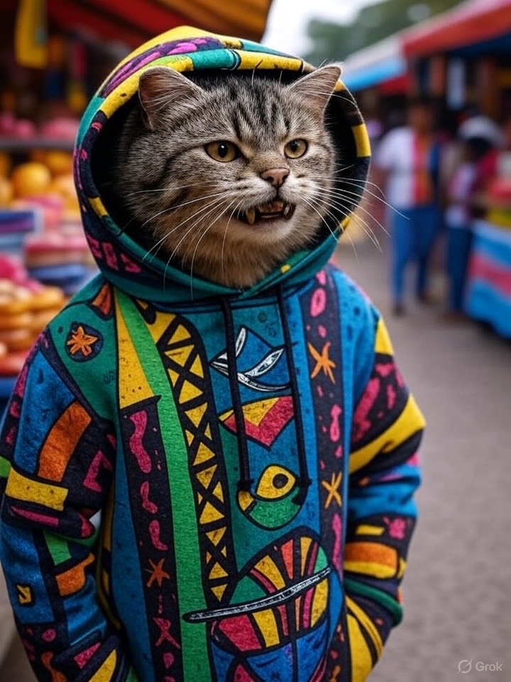 Colorful Street Artist Hood Cat